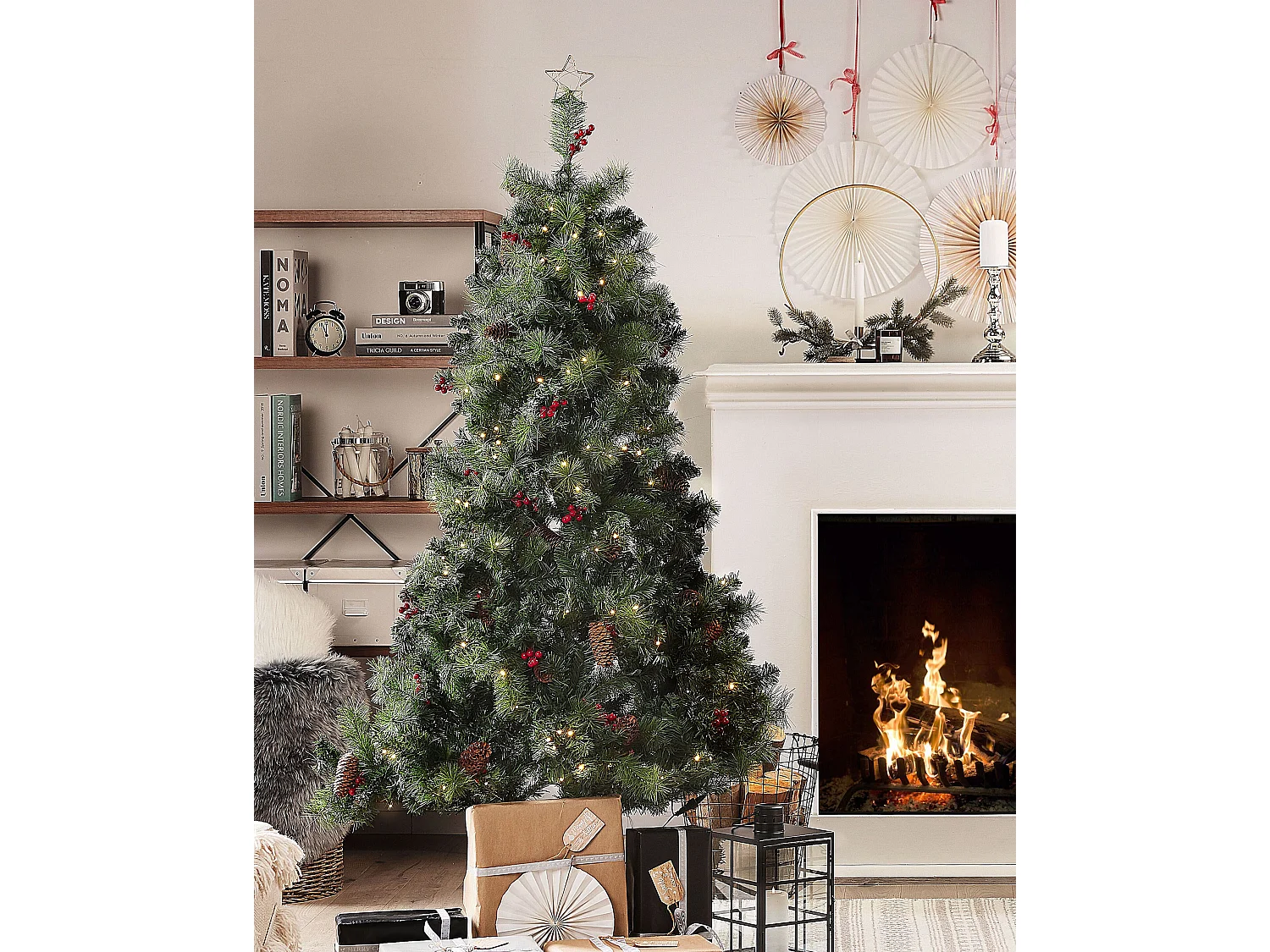 Sapin de Noël artificiel LED JACINTO 180 cm Vert foncé