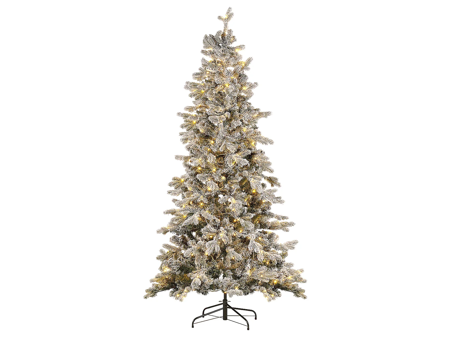 Künstlicher Weihnachtsbaum mit LED Beleuchtung schneebedeckt 210 cm weiss TATLOW