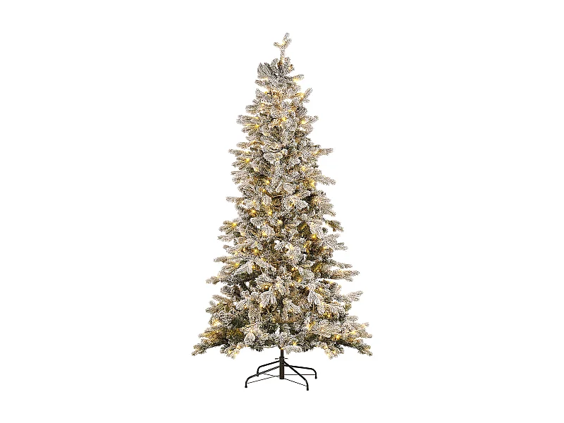 Sapin de Noël artificiel enneigé LED TATLOW 210 cm Vert