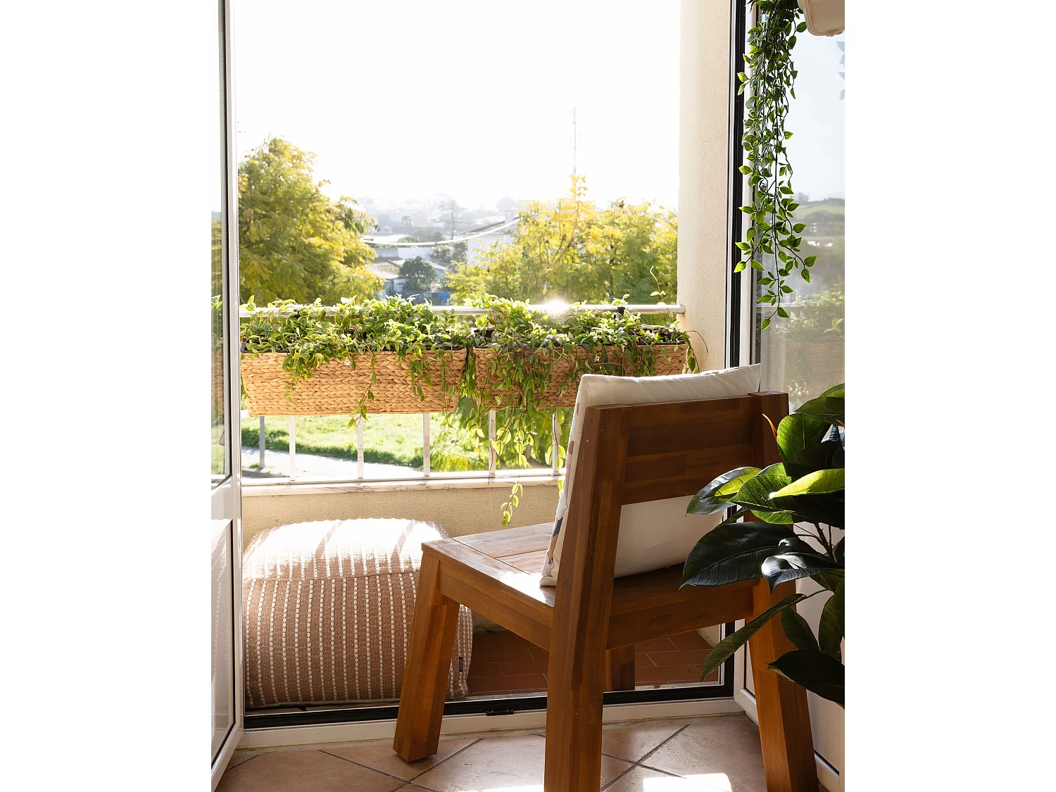 Bloempot KAWALA Rotan 60 cm Zandbeige