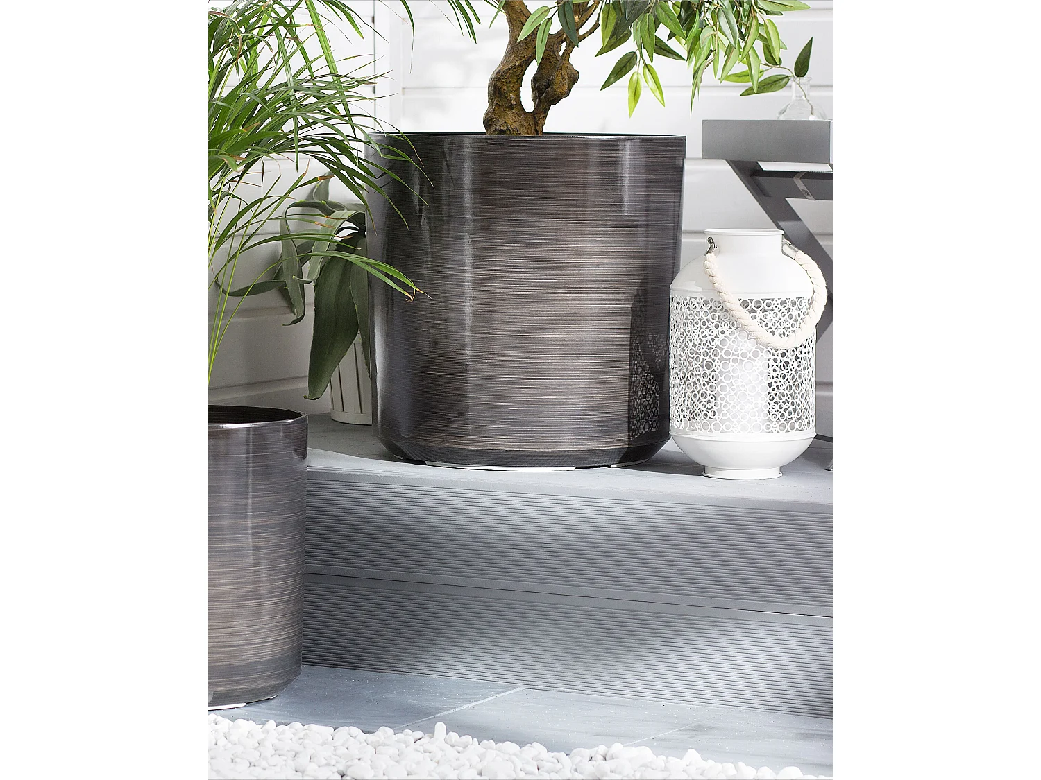 Cache-pot VAGIA Pierre 43 cm Gris