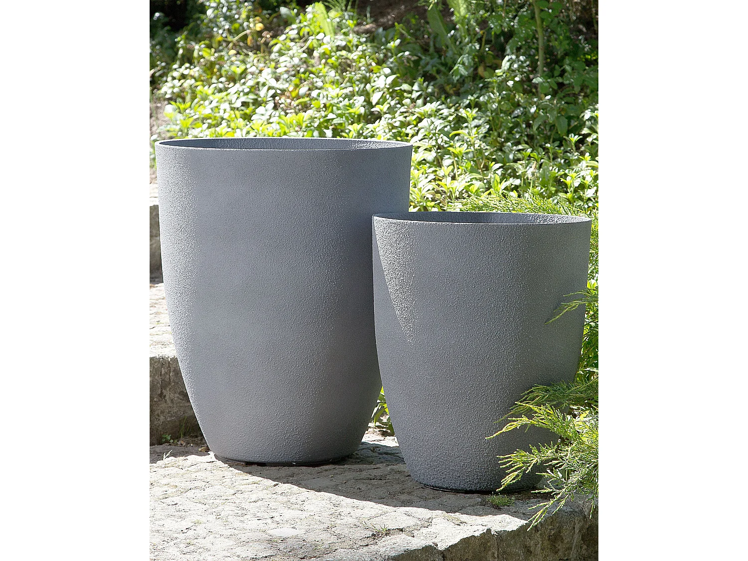 Moderner Blumentopf grau 35x35x42 cm Steingemisch Croton