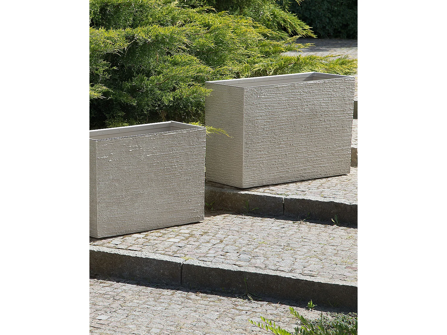 Moderner Blumentopf beige 34x80x56 cm rechteckige Form Steingemisch Edessa