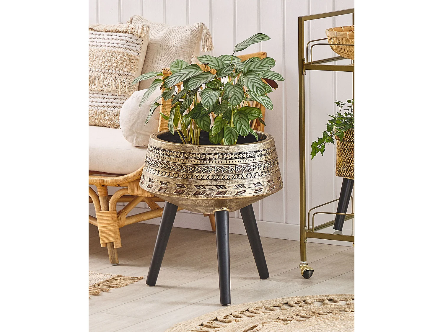 Vaso per piante rialzato VARDIANI Ceramica 50 cm Oro