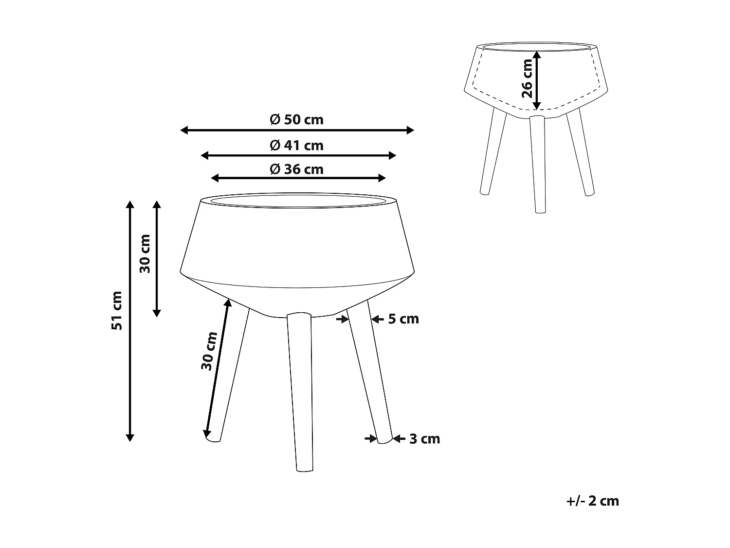 Vaso per piante rialzato VARDIANI Ceramica 50 cm Oro