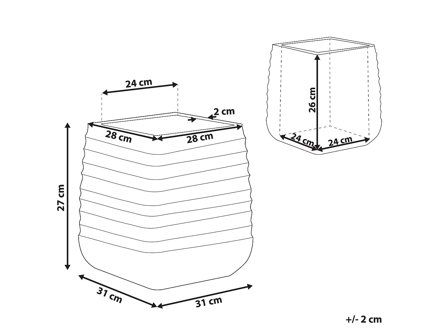 Bloempot PARIKIA Kunststof 28 cm Zwart
