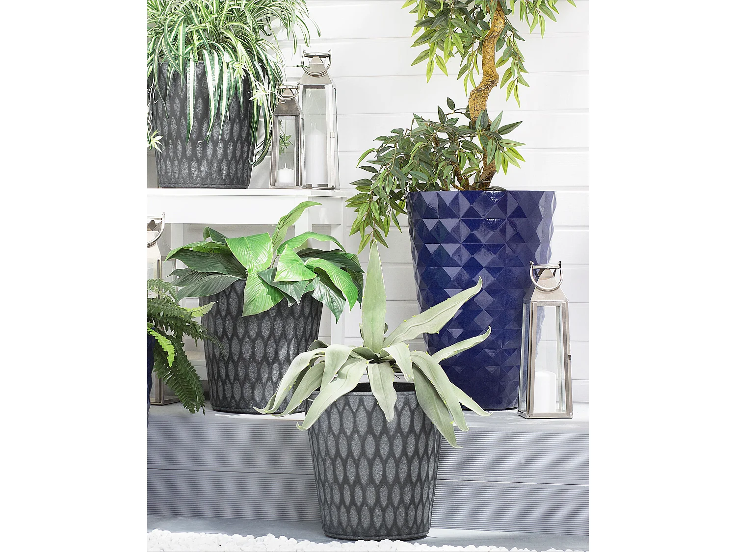 Cache-pot LAVRIO Pierre 36 cm Gris foncé