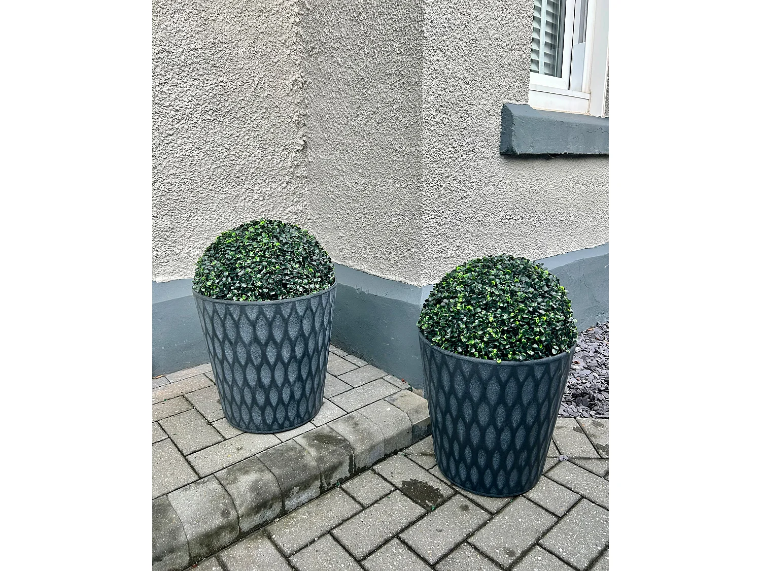Bloempot LAVRIO Steen 36 cm Donkergrijs
