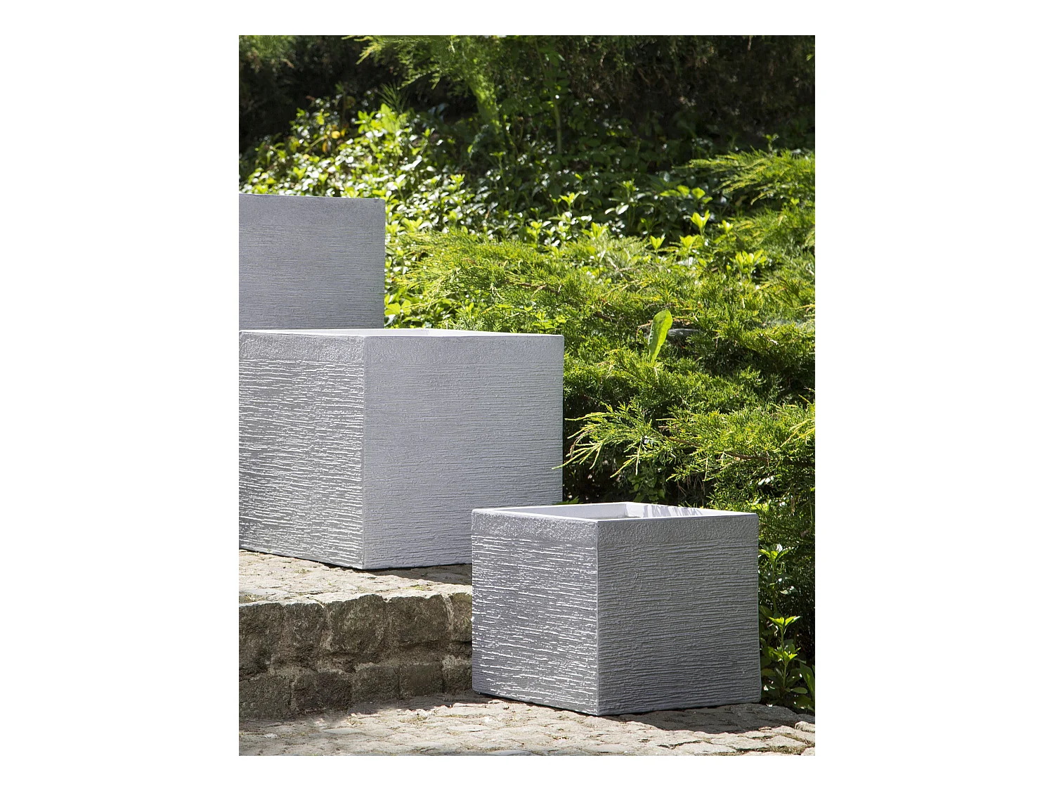 Praktischer Blumentopf 30 x 30 x 28 cm Steingemisch weiß Paros