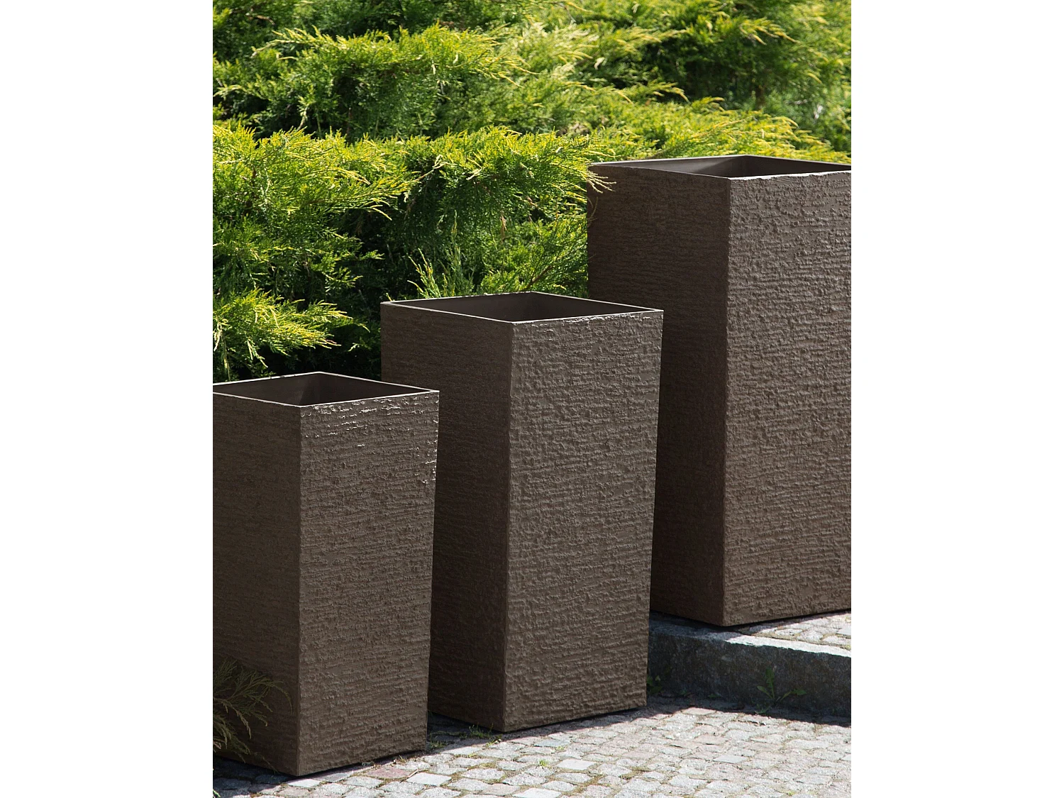 Maceta GAZA Piedra 35 cm Marrón oscuro