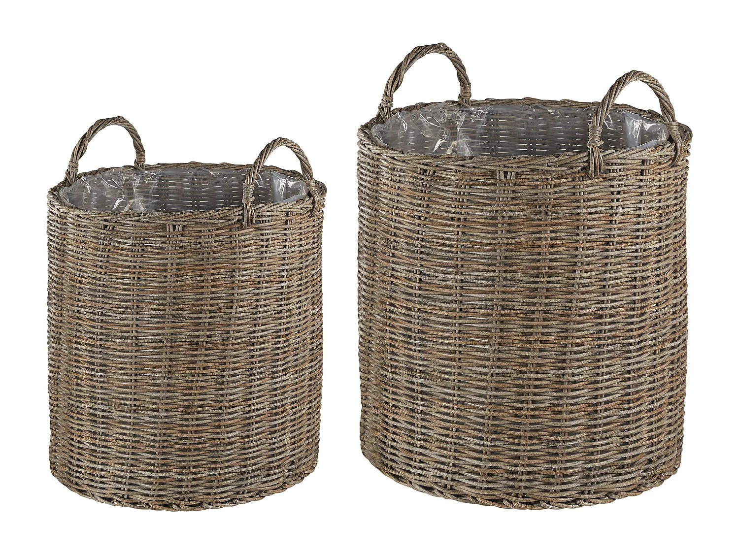 Set of 2 Wicker Planters BITOLA 40/48 cm Brown PE Rattan
