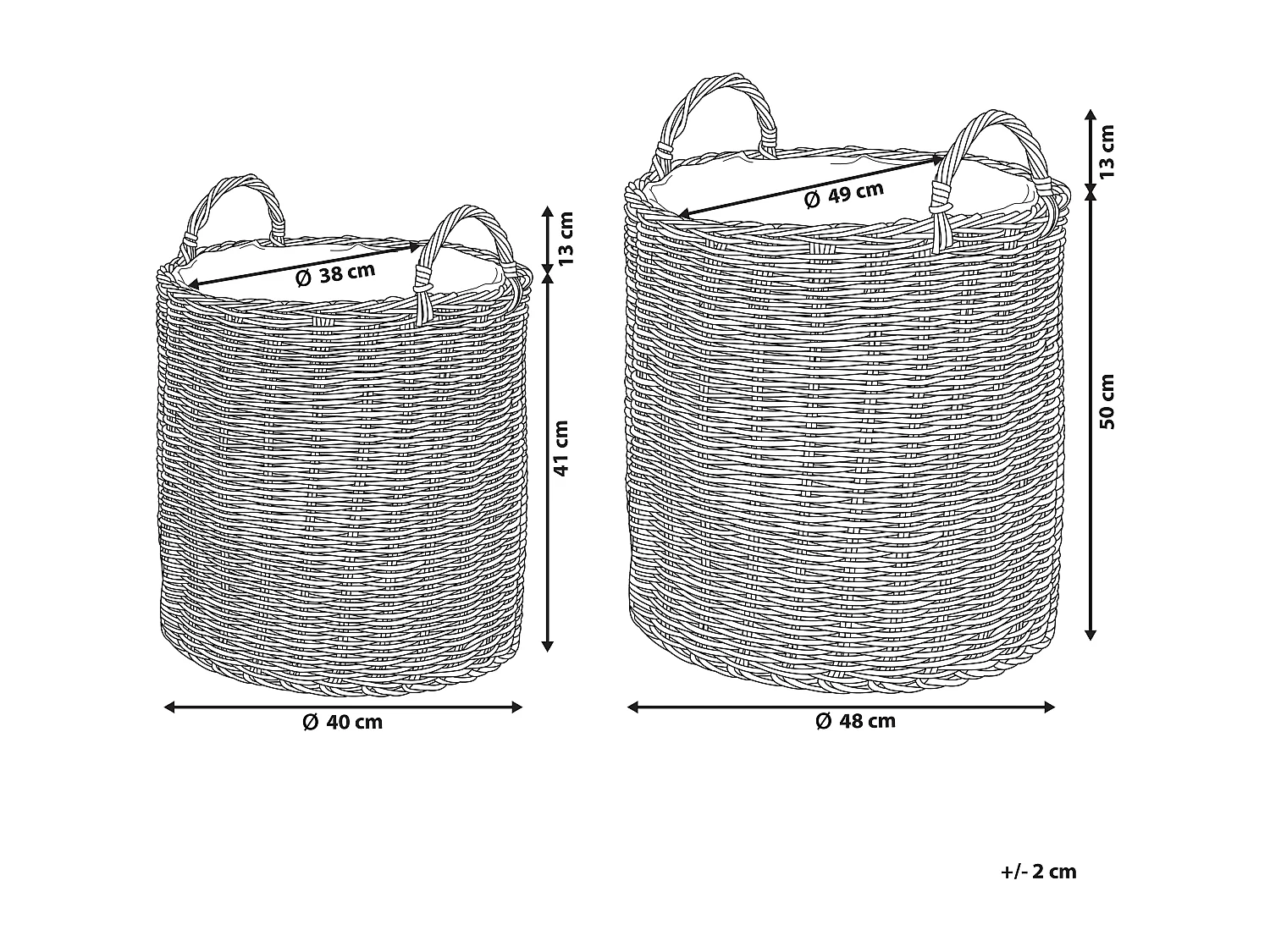 Set of 2 Wicker Planters BITOLA 40/48 cm Brown PE Rattan