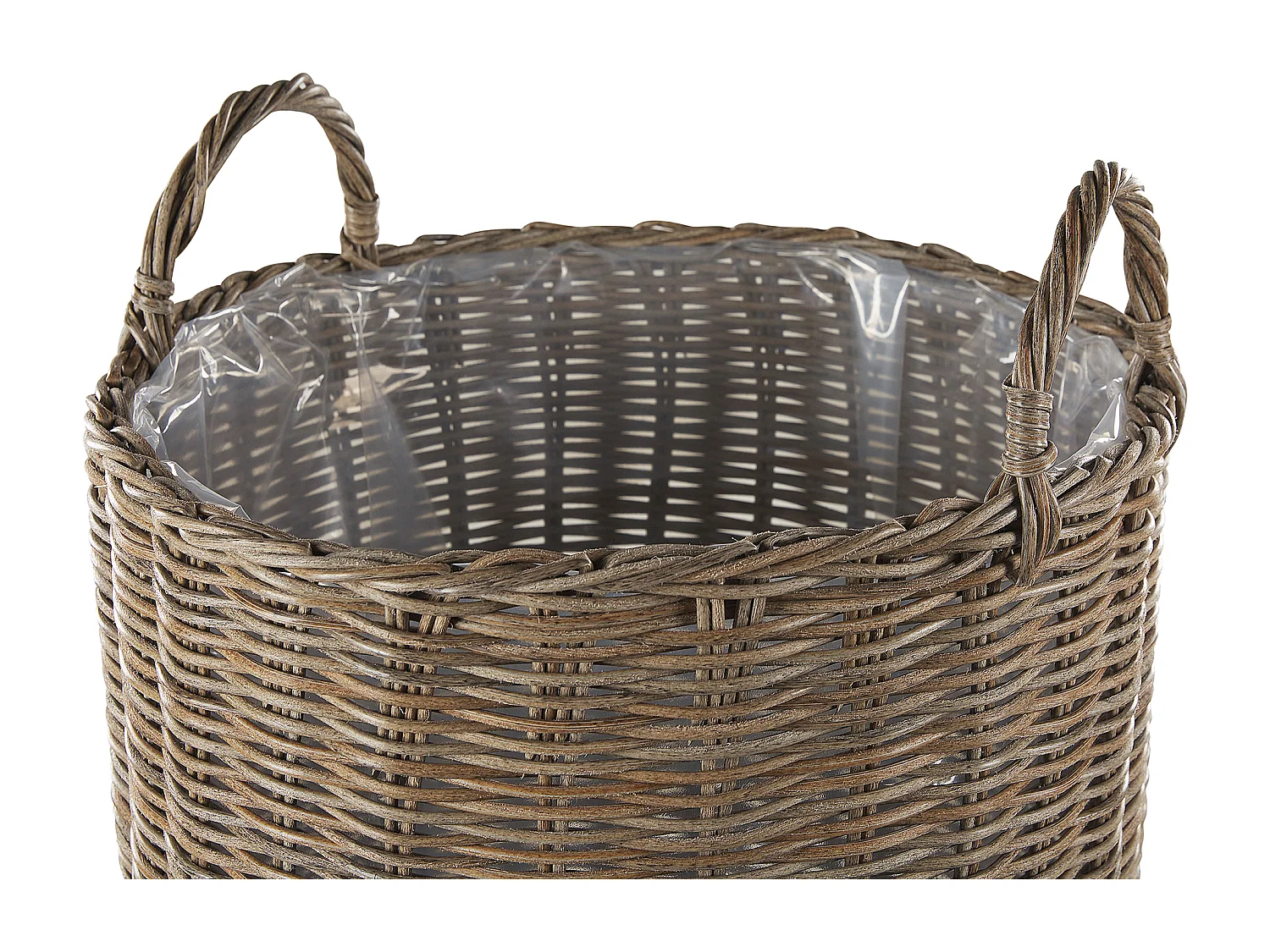 Set of 2 Wicker Planters BITOLA 40/48 cm Brown PE Rattan
