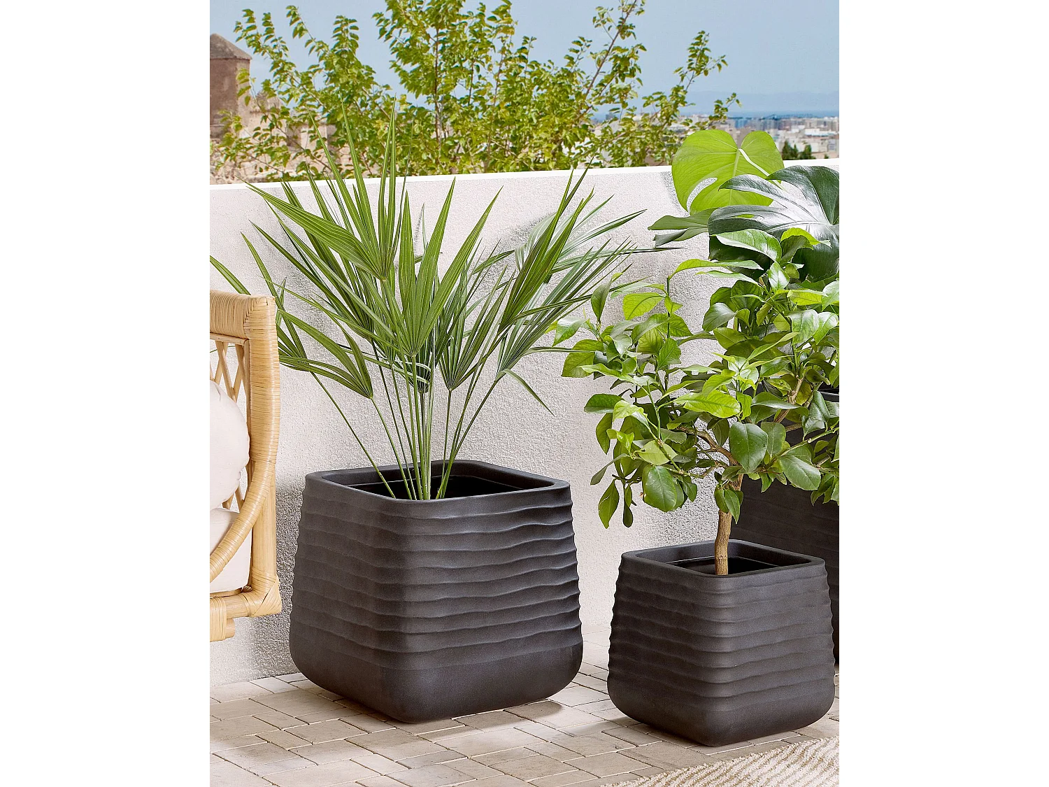 Cache-pot PARIKIA 38 cm Noir