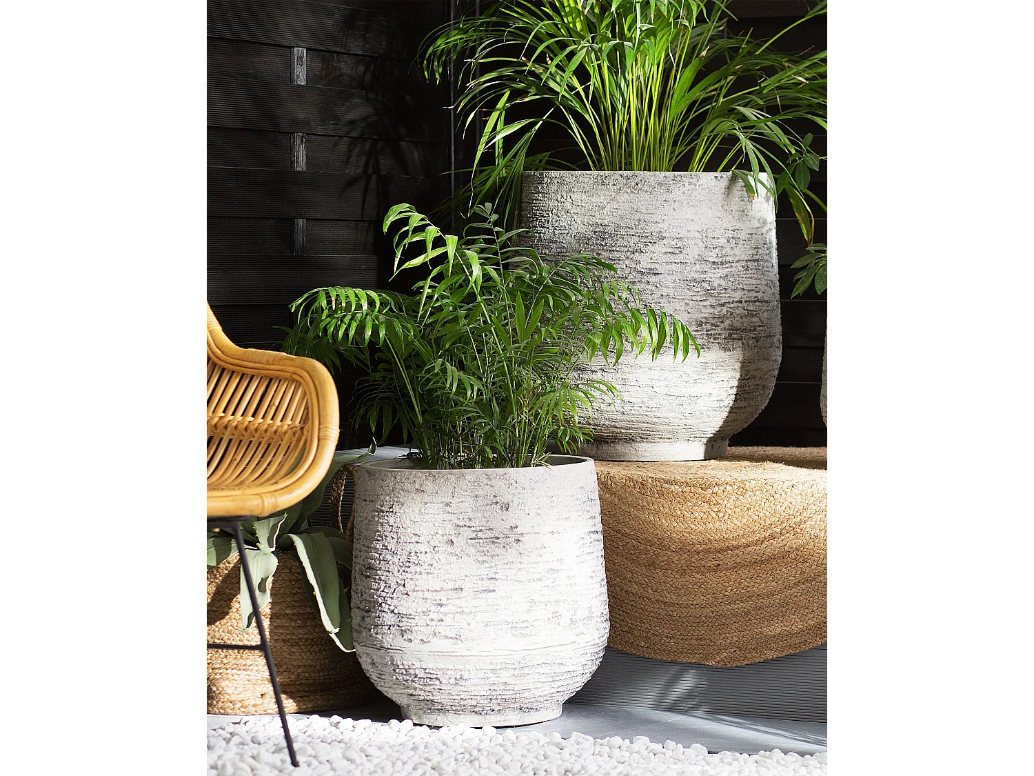 Cache-pot DIONI Pierre 48 cm Gris clair
