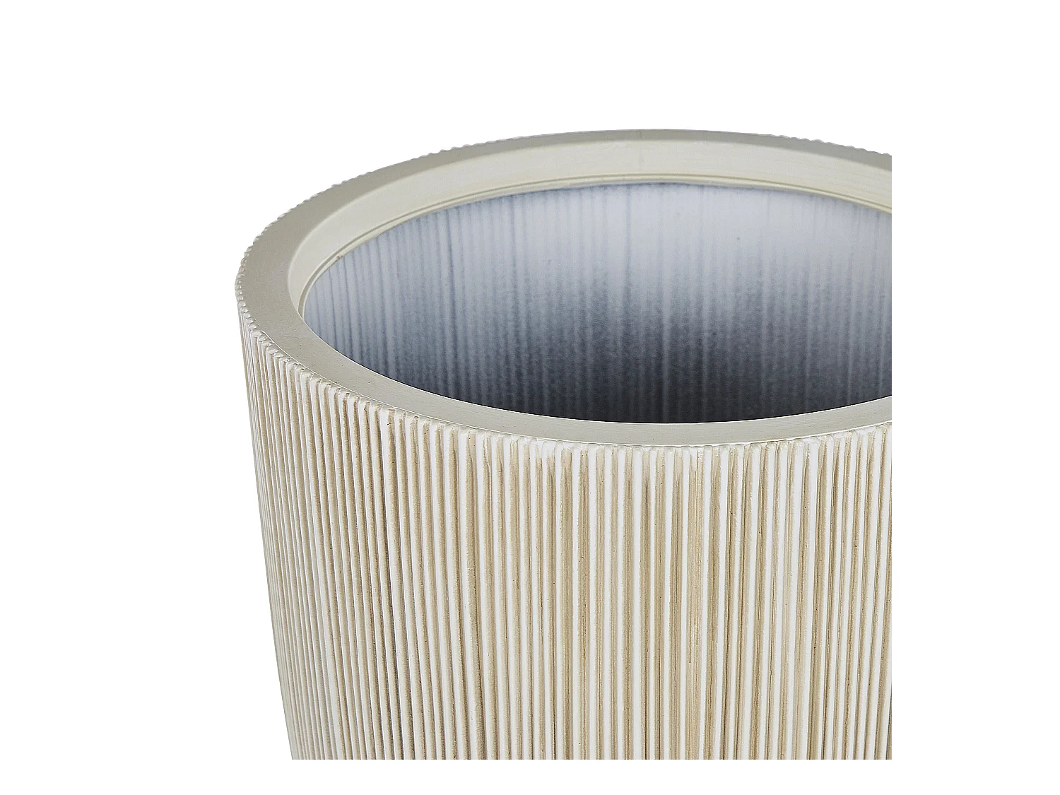 Blumentopf Kunstharz beige / weiß rund 31 cm Rillenstruktur modern Chios