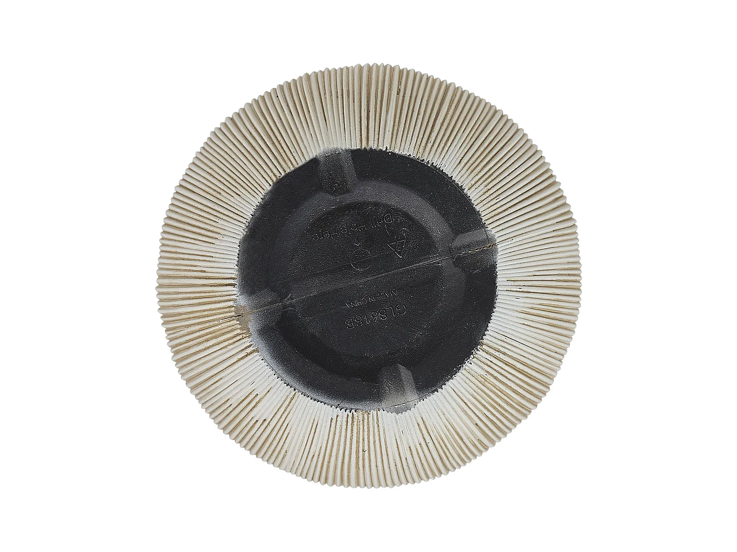 Blumentopf Kunstharz beige / weiß rund 31 cm Rillenstruktur modern Chios