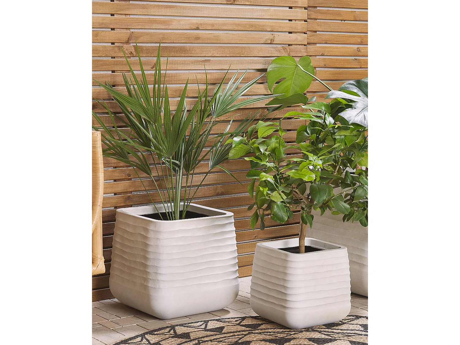 Cache-pot PARIKIA 38 cm Blanc cassé