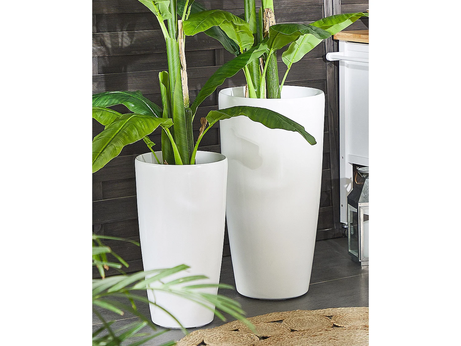Bloempot TSERIA Steen 32 cm Wit