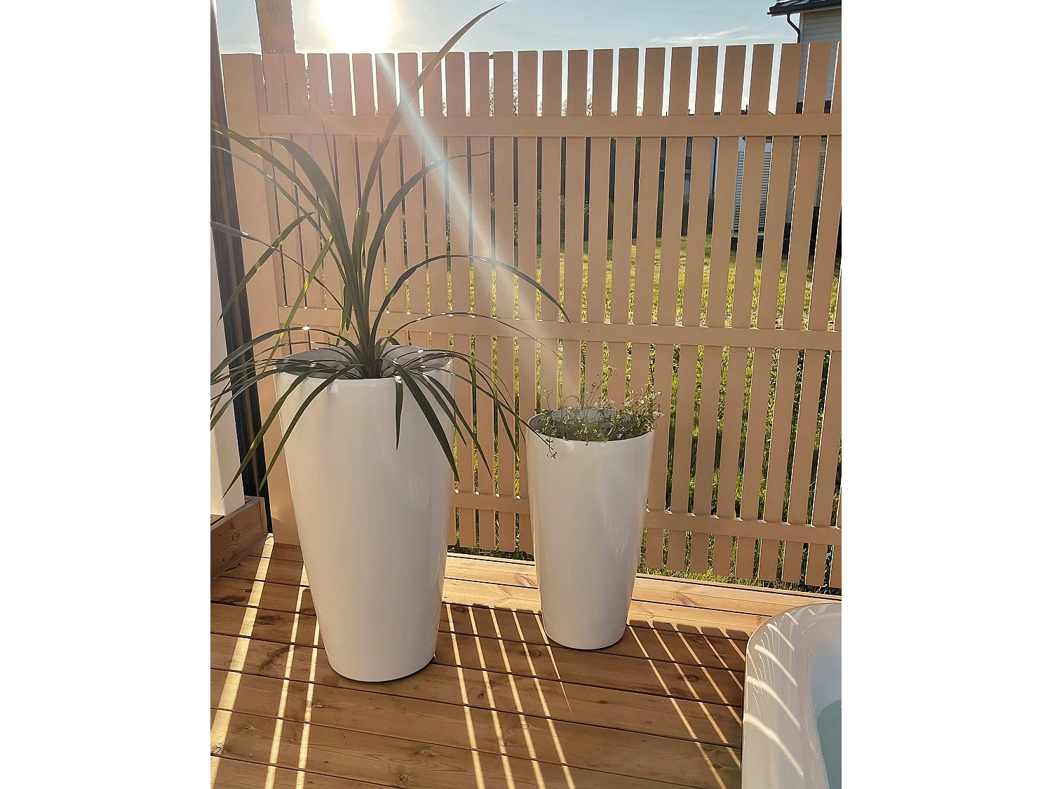 Blumenkübel TSERIA Stein 32 cm Weiss