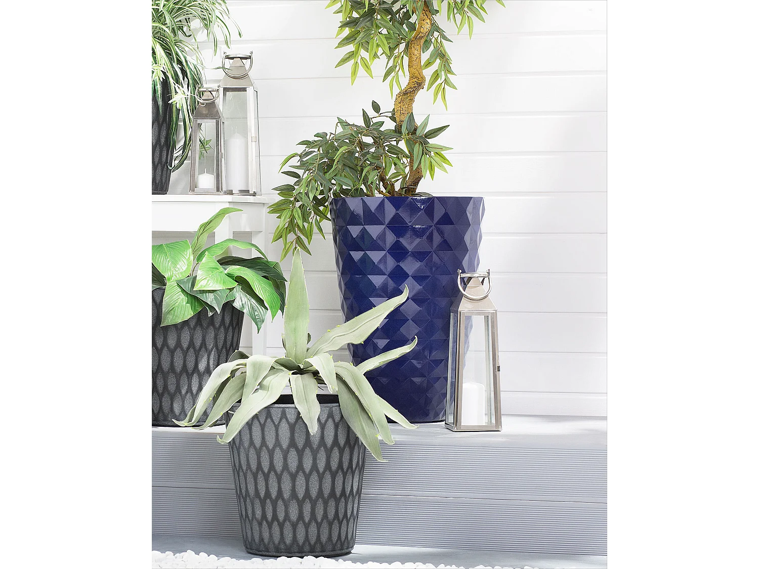 Bloempot FERIZA Steen 35 cm Marineblauw