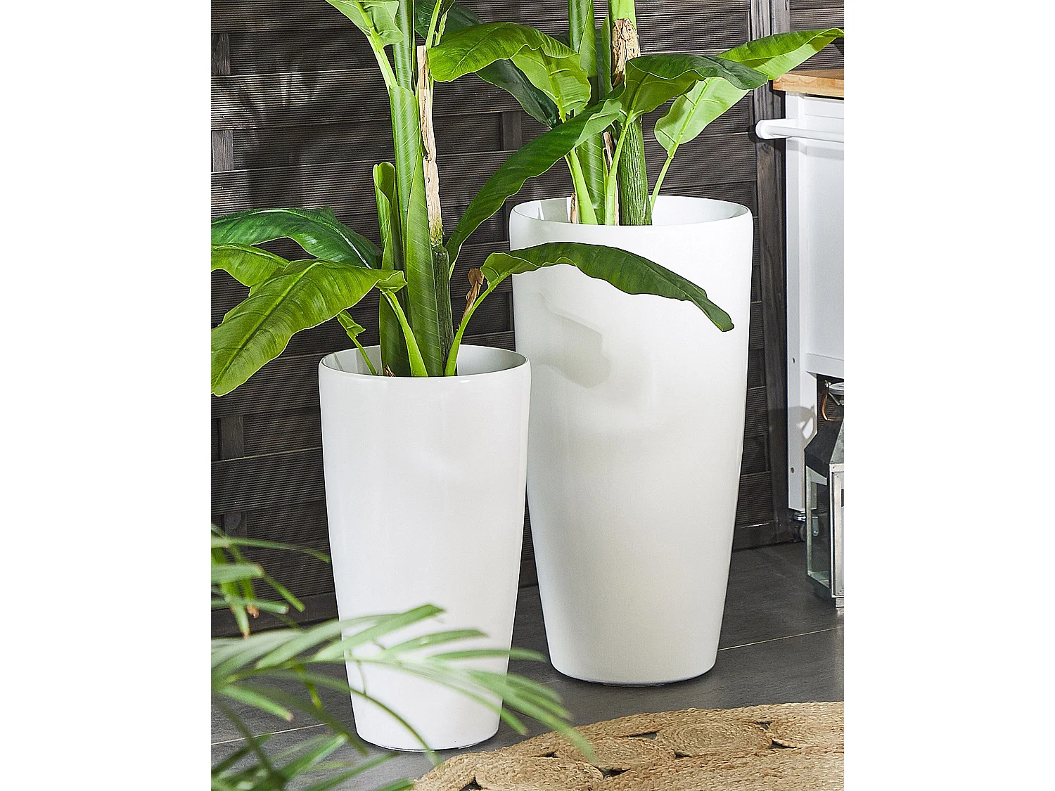 Bloempot TSERIA Steen 40 cm Wit