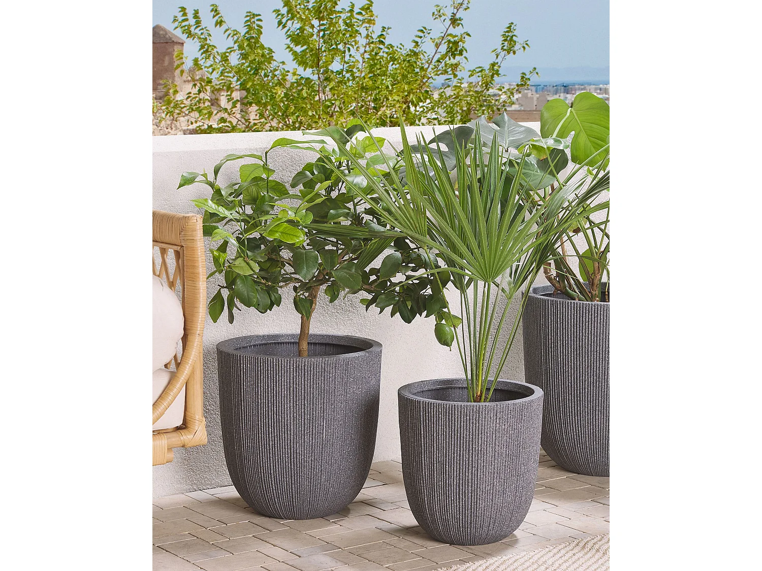 Cache-pot CHIOS Matériaux synthétiques 37 cm Gris