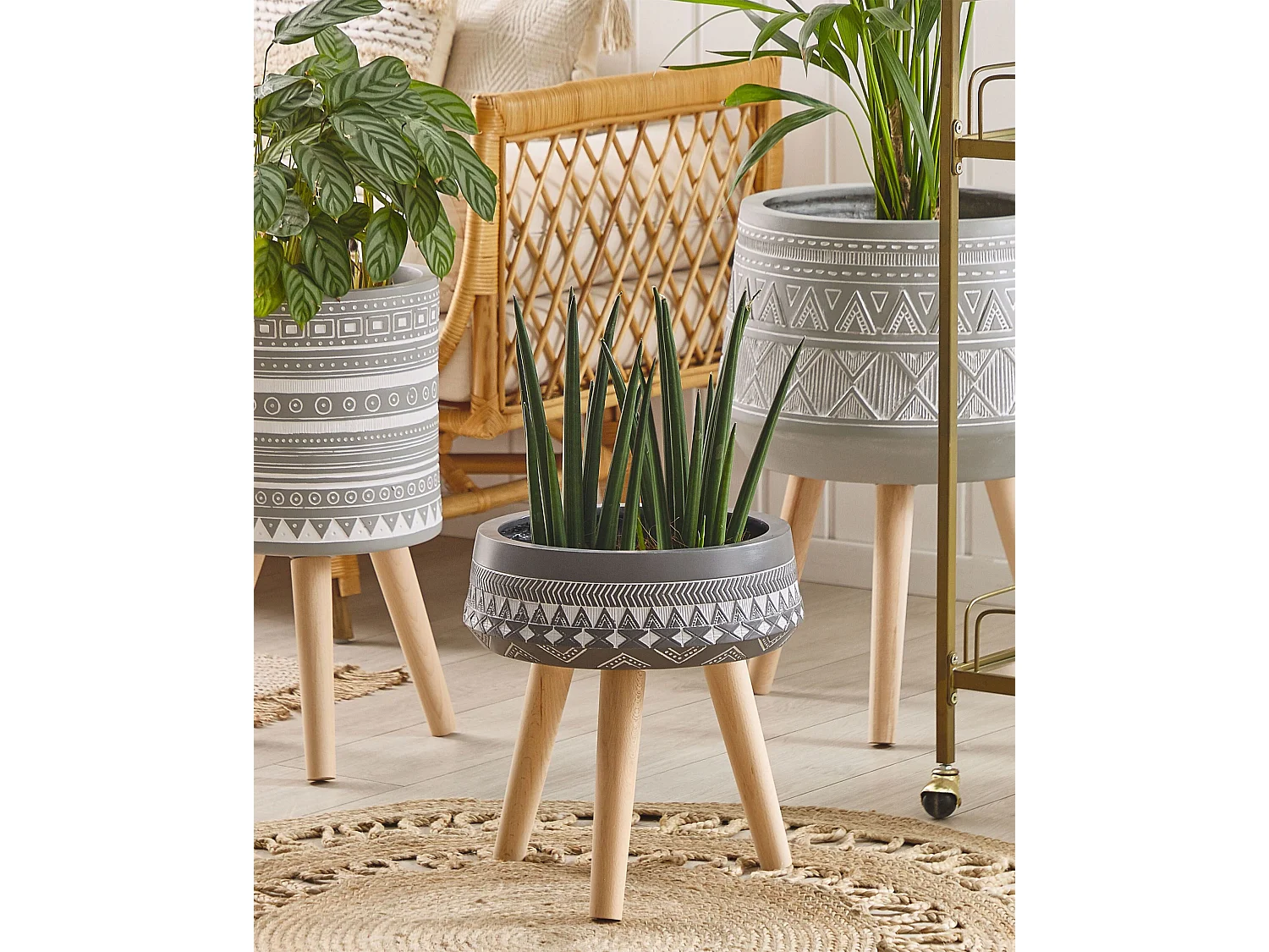 Cache-pot sur pied MOUSSATA 35 cm Gris