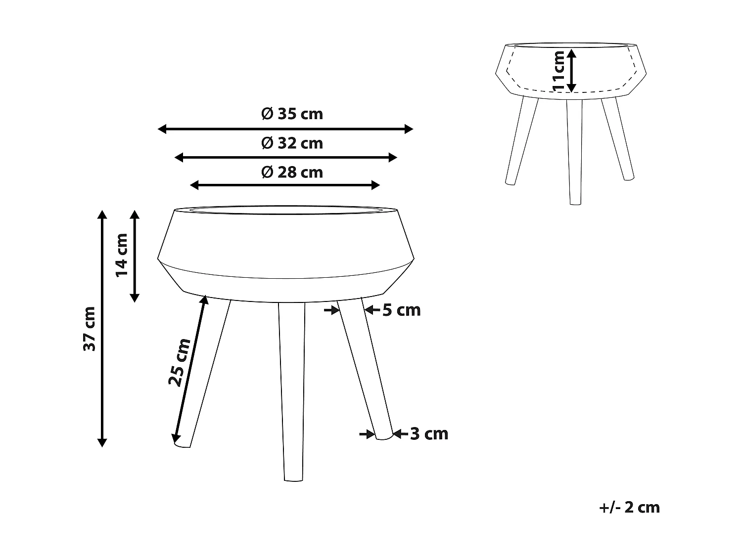 Cache-pot sur pied MOUSSATA 35 cm Gris
