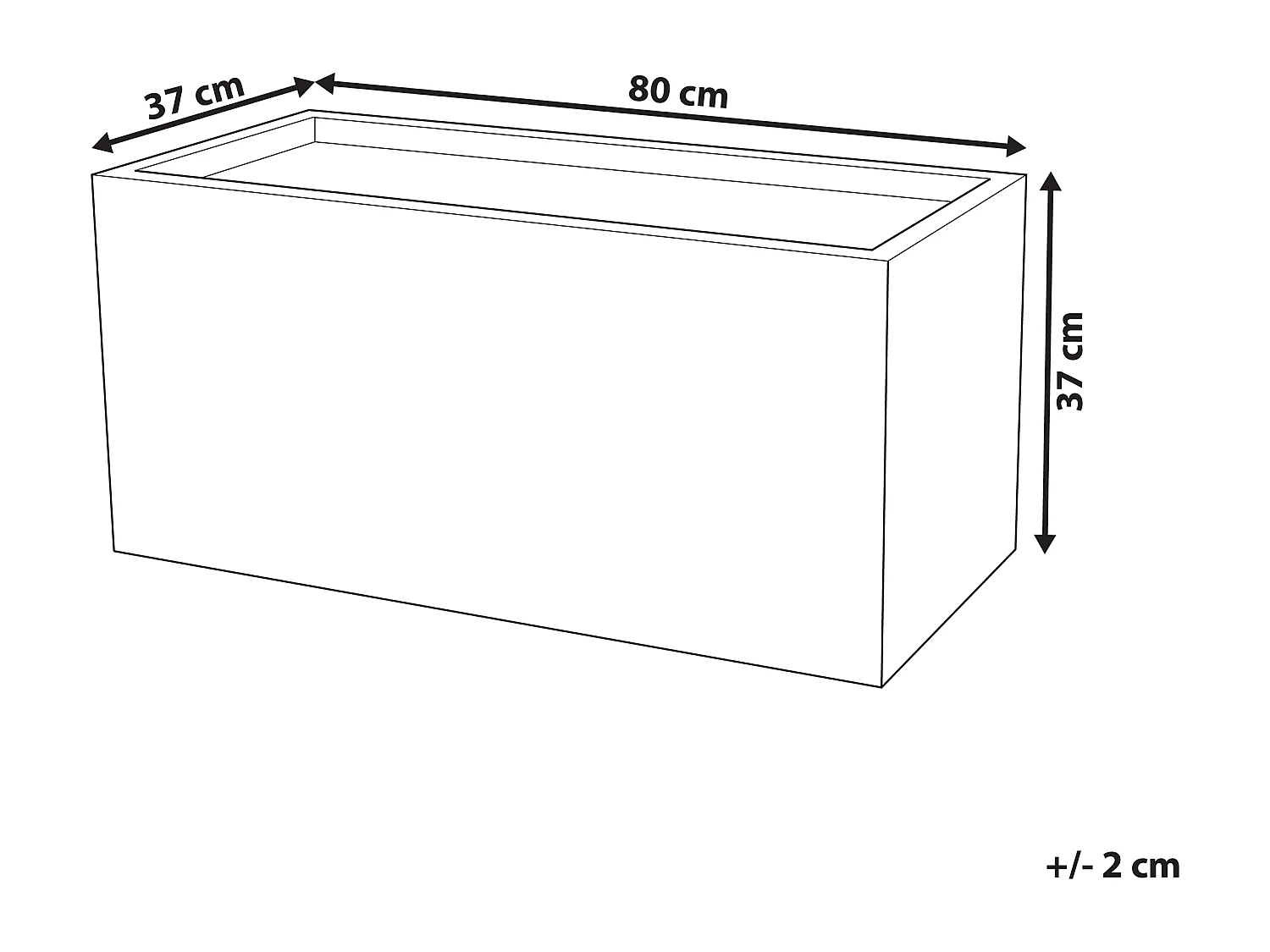 Blumentopf grau rechteckig 80 x 37 x 38 cm MYRA