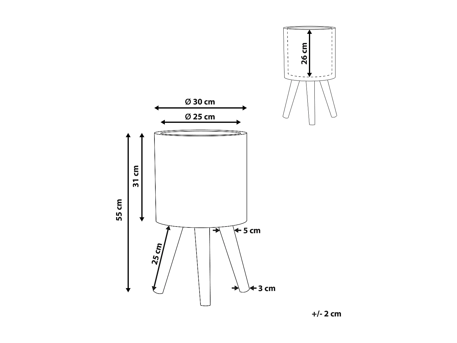 Doniczka na nóżkach MILINA Ceramika 30 cm Beżowy