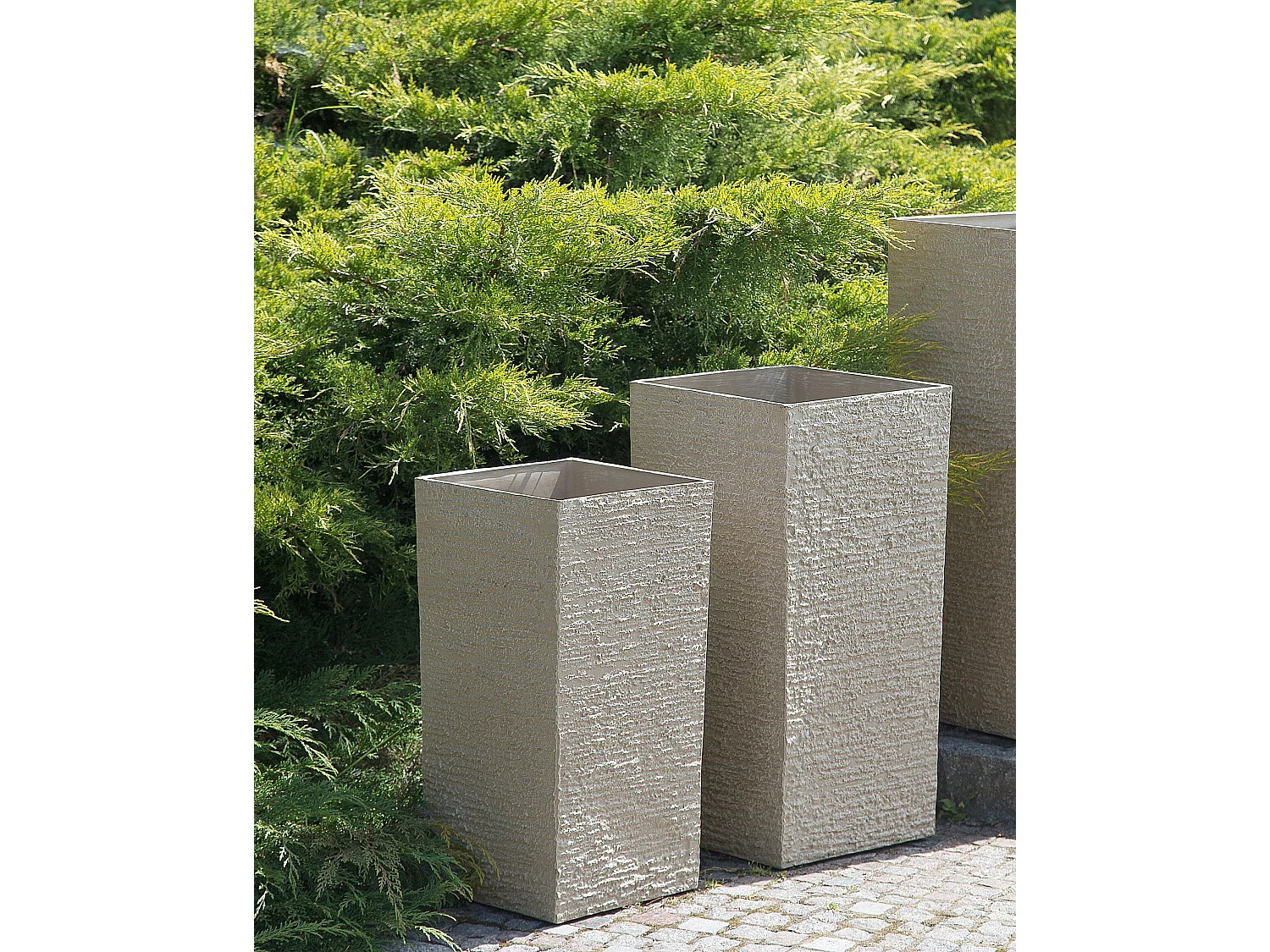 Stilvoller Blumentopf beige 30x30x60 cm Steingemisch Gaza