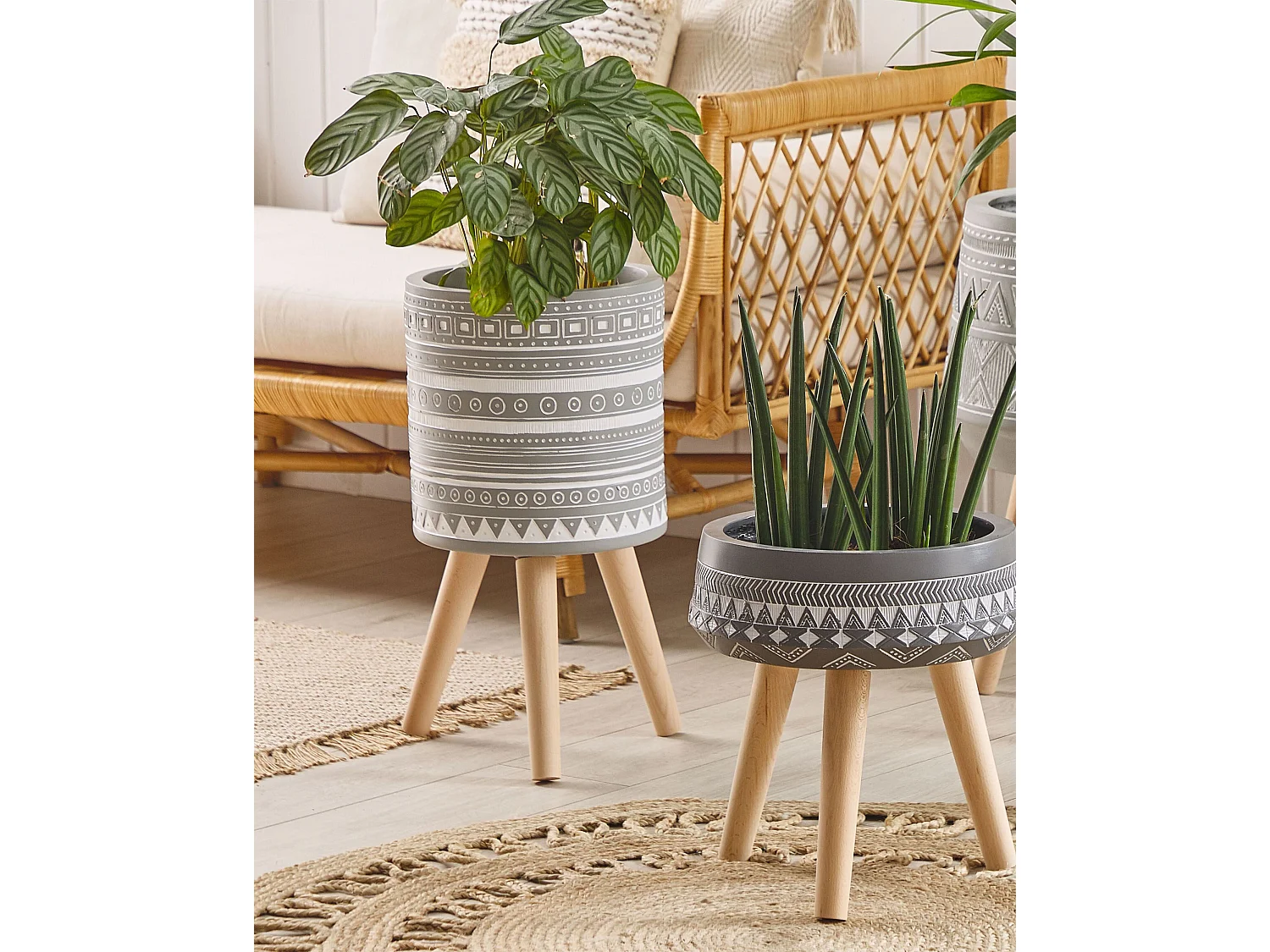 Vaso alto para plantas NAUSA Cerâmica 30 cm Cinzento claro