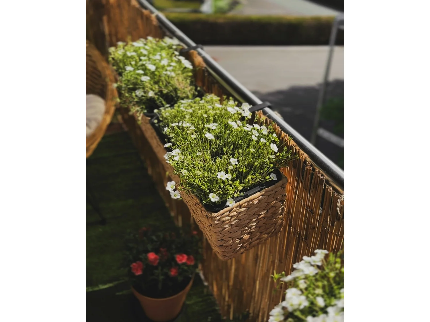 Blumenkübel KAWALA Rattan 80 cm Sandbeige