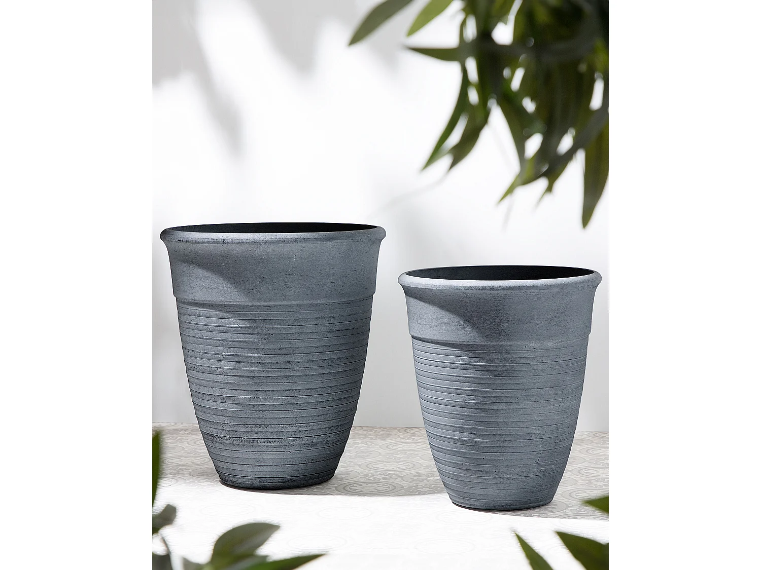 Blumentopf grau Stein 43x43x49 rund Katalima