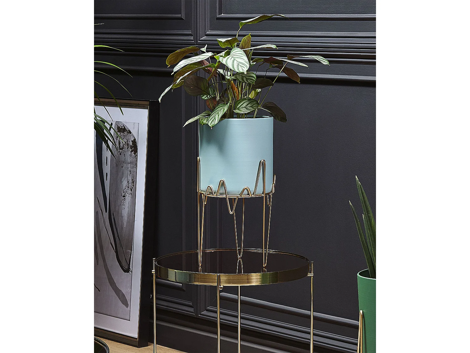 Blumentopf mit Beinen KALANDRA Metall 19 cm Hellblau