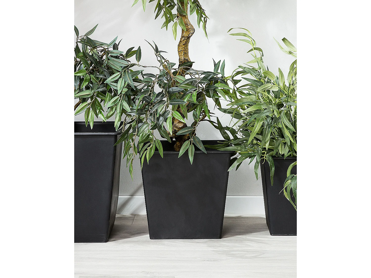 Set van 3 bloempotten BALZO Kunststof 42 cm Zwart