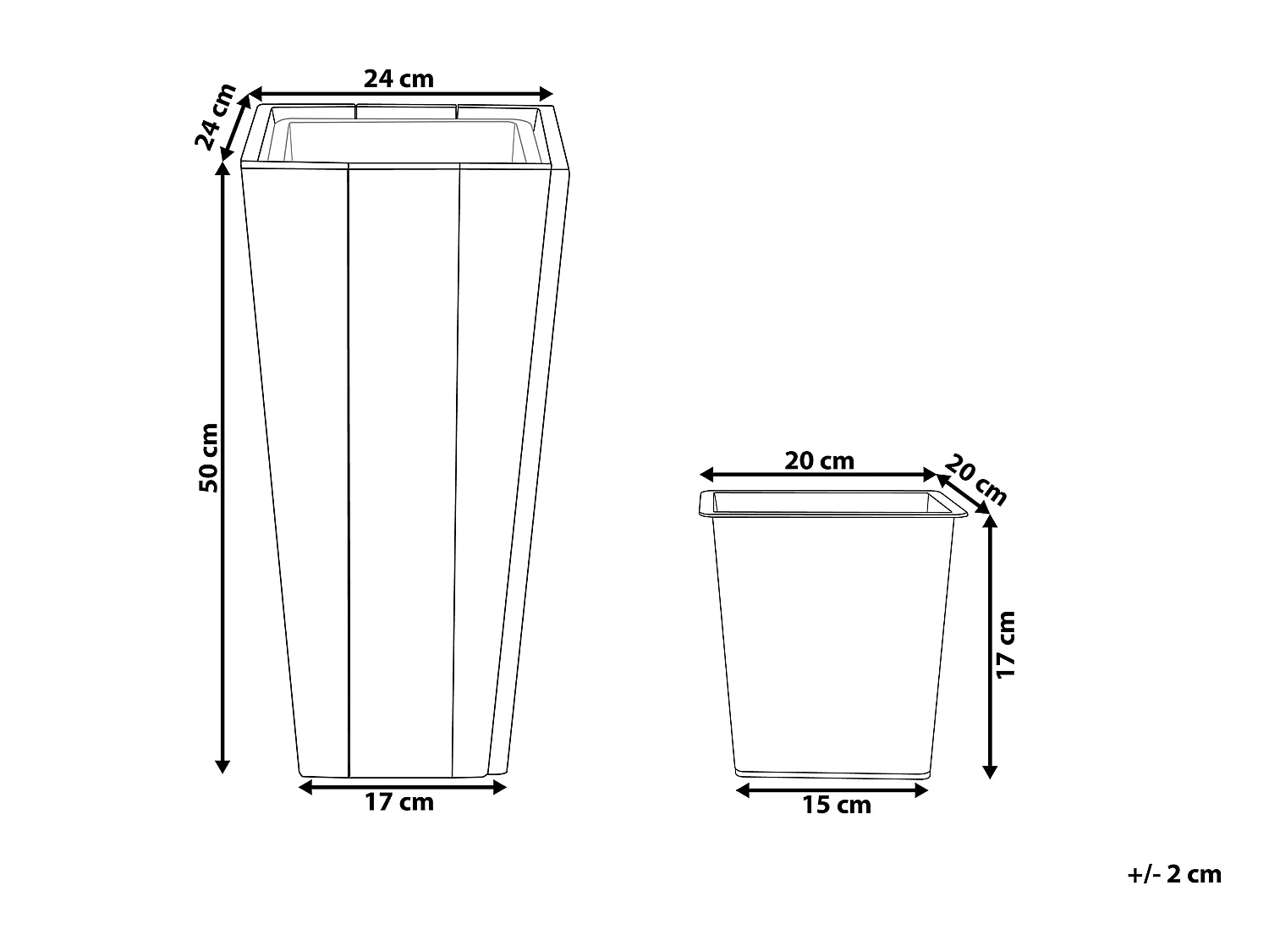 Cache-pot en bois LARISA 24 x 24 x 50 cm