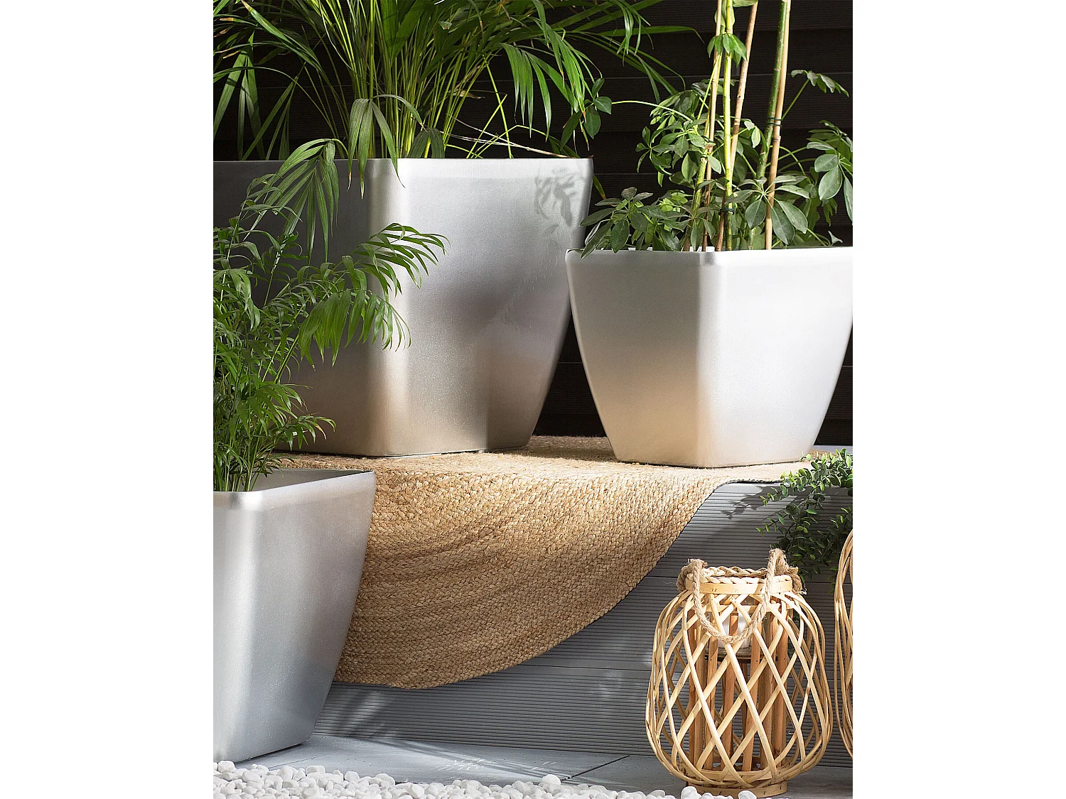 Bloempot ASTRAS Steen 35 cm Zilver