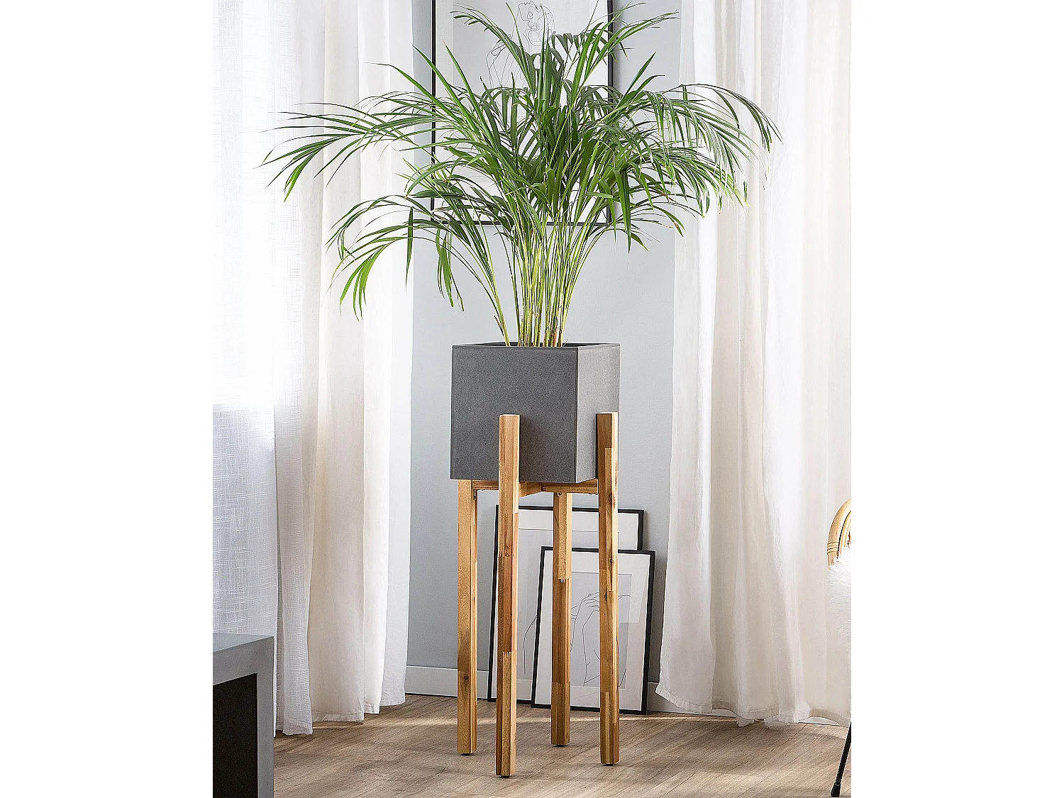 Vaso alto para plantas DRIMOS Pedra 30 cm Cinzento claro Cinzento