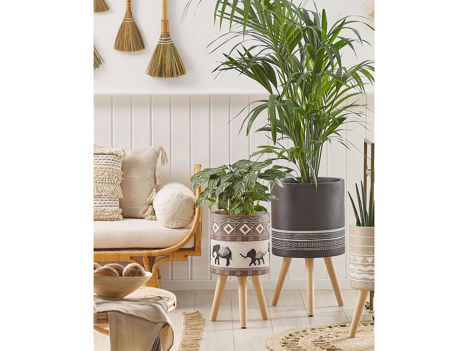 Vaso alto para plantas ACHILIO Cerâmica 30 cm Castanho escuro