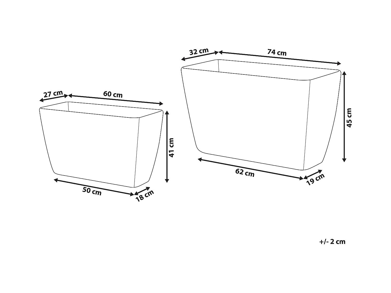 Set van 2 bloempotten BARIS Steen 60/74 cm Grijs