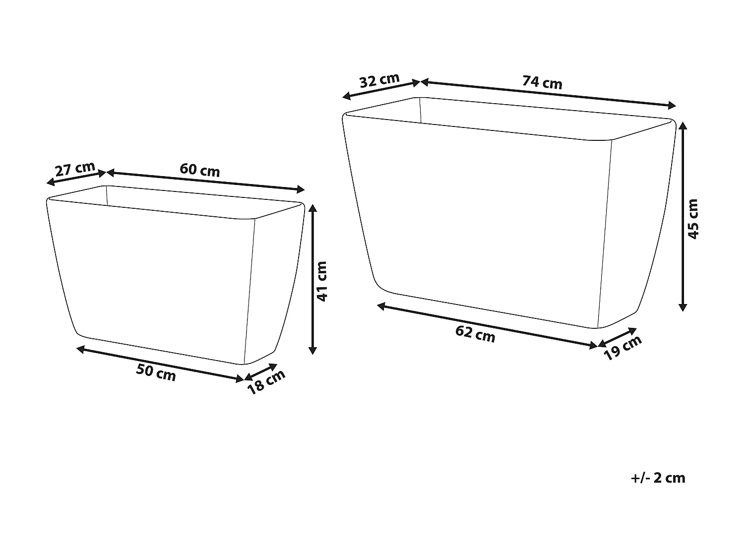 Set van 2 bloempotten BARIS Steen 60/74 cm Grijs