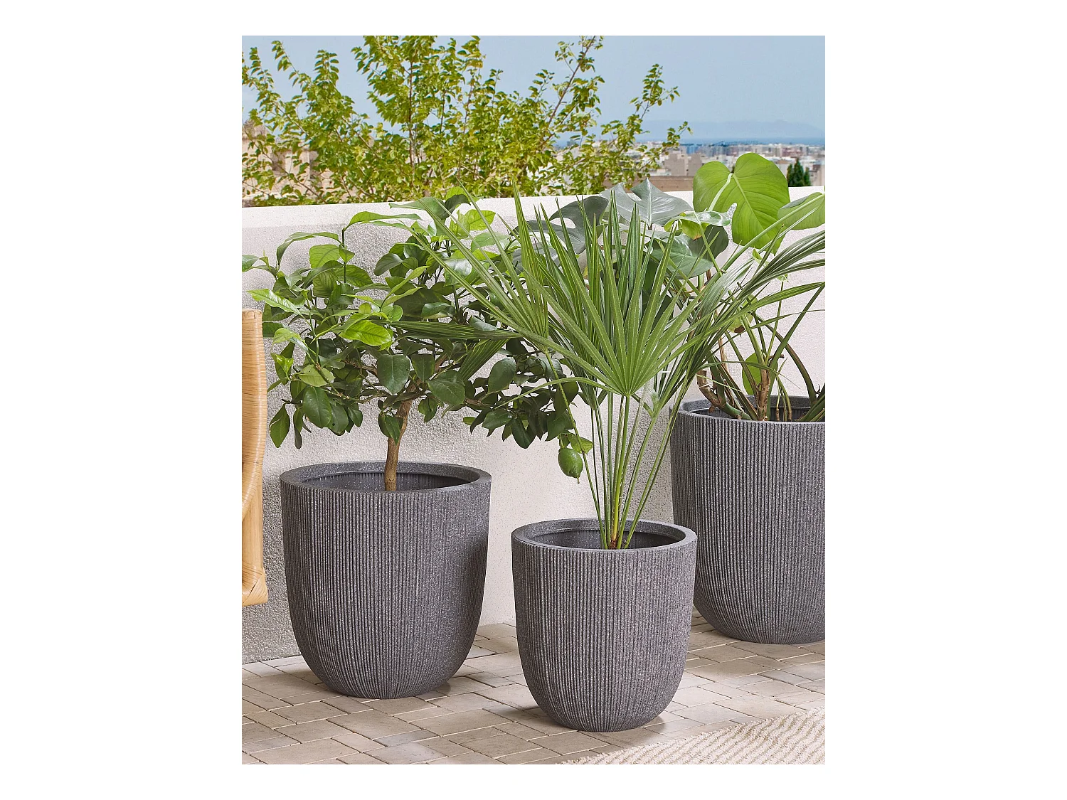 Bloempot CHIOS Kunststof 44 cm Grijs