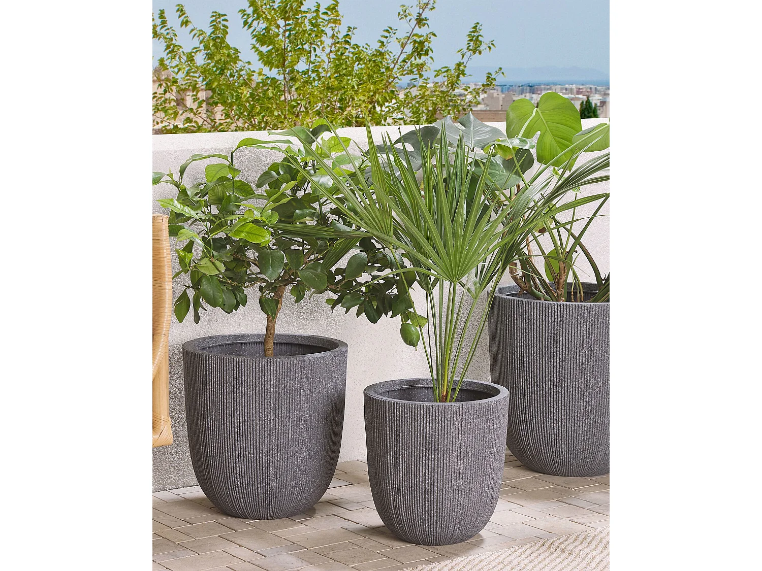 Cache-pot CHIOS Matériaux synthétiques 44 cm Gris