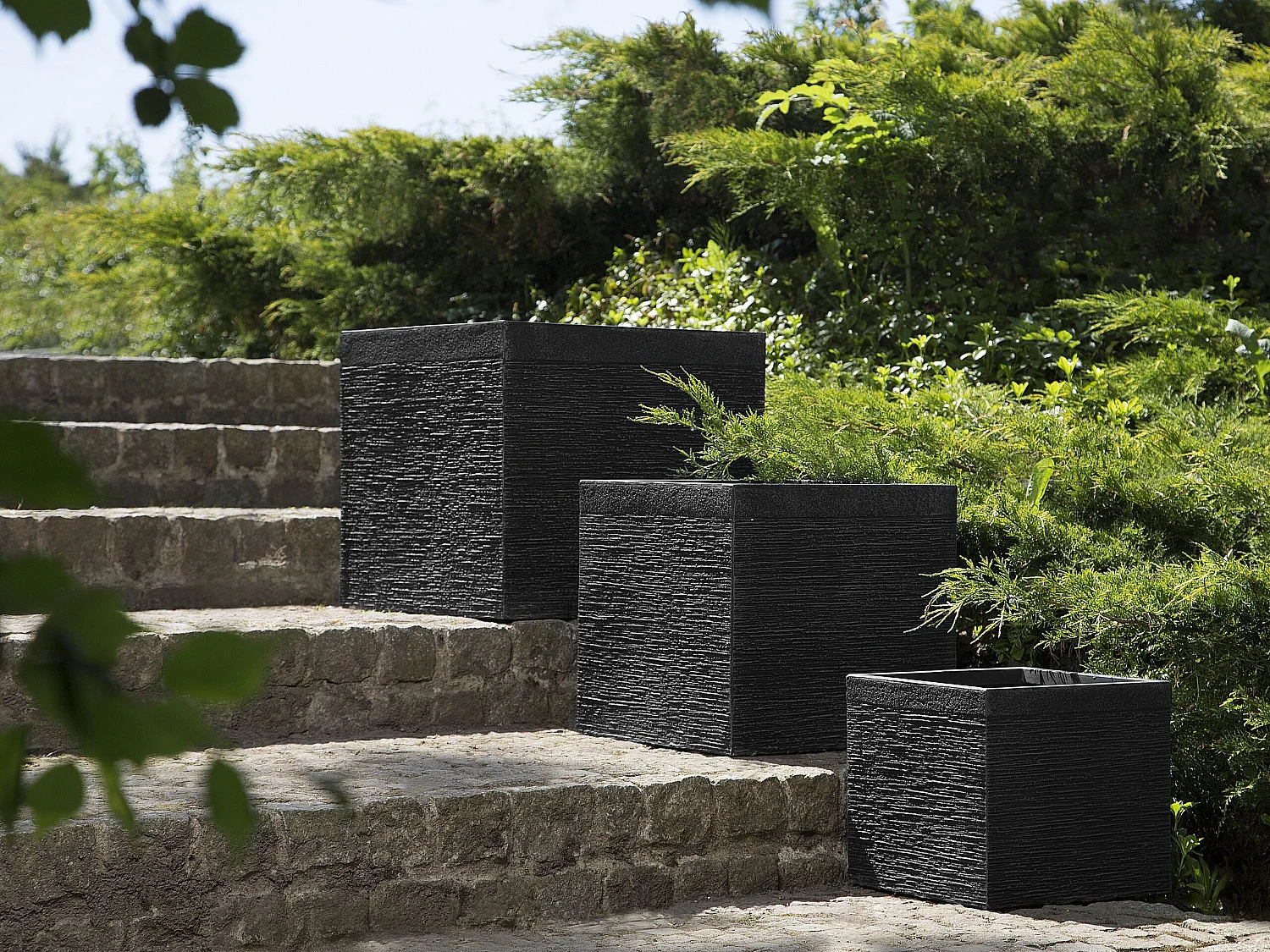 Cache-pot PAROS Céramique 40 cm Noir