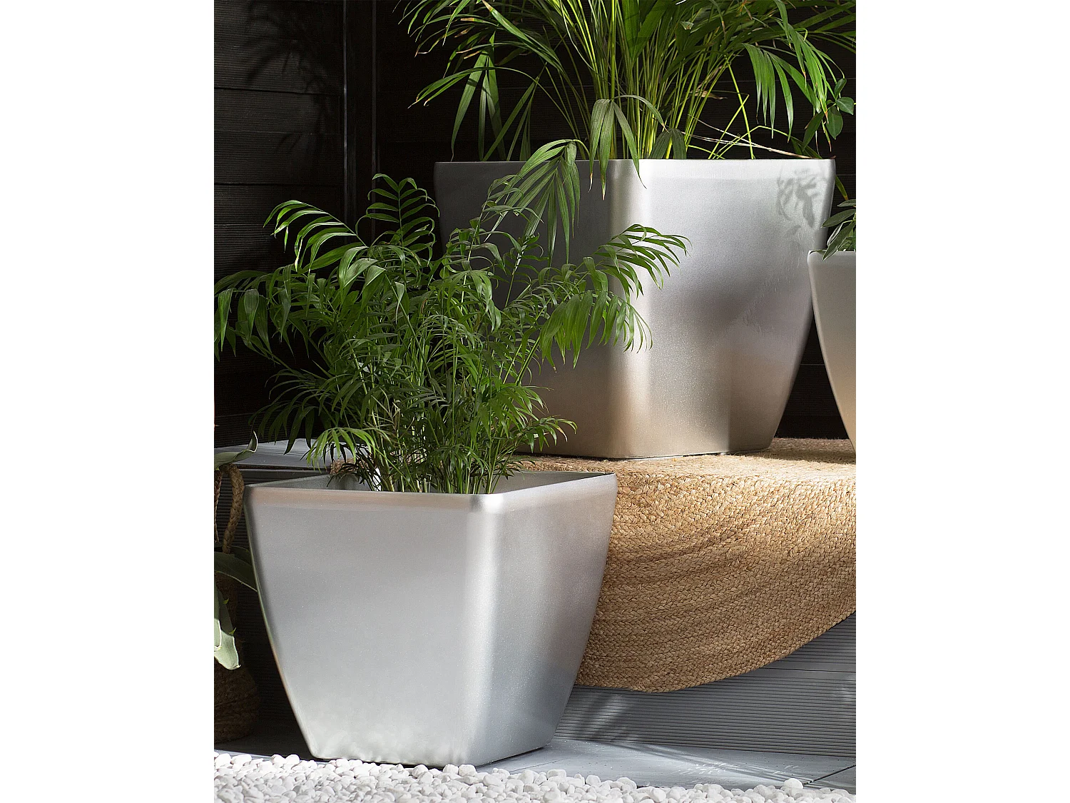Cache-pot ASTRAS Pierre 50 cm Argenté