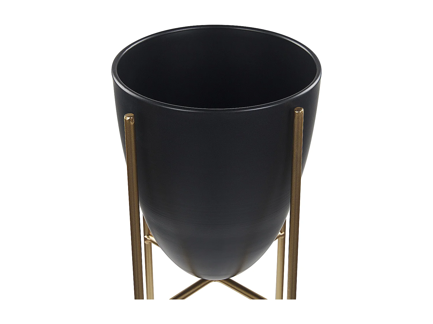 Schwarzer Blumentopf auf goldenem Ständer Metall Kegelform 16 x 16 x 41 cm Lefki