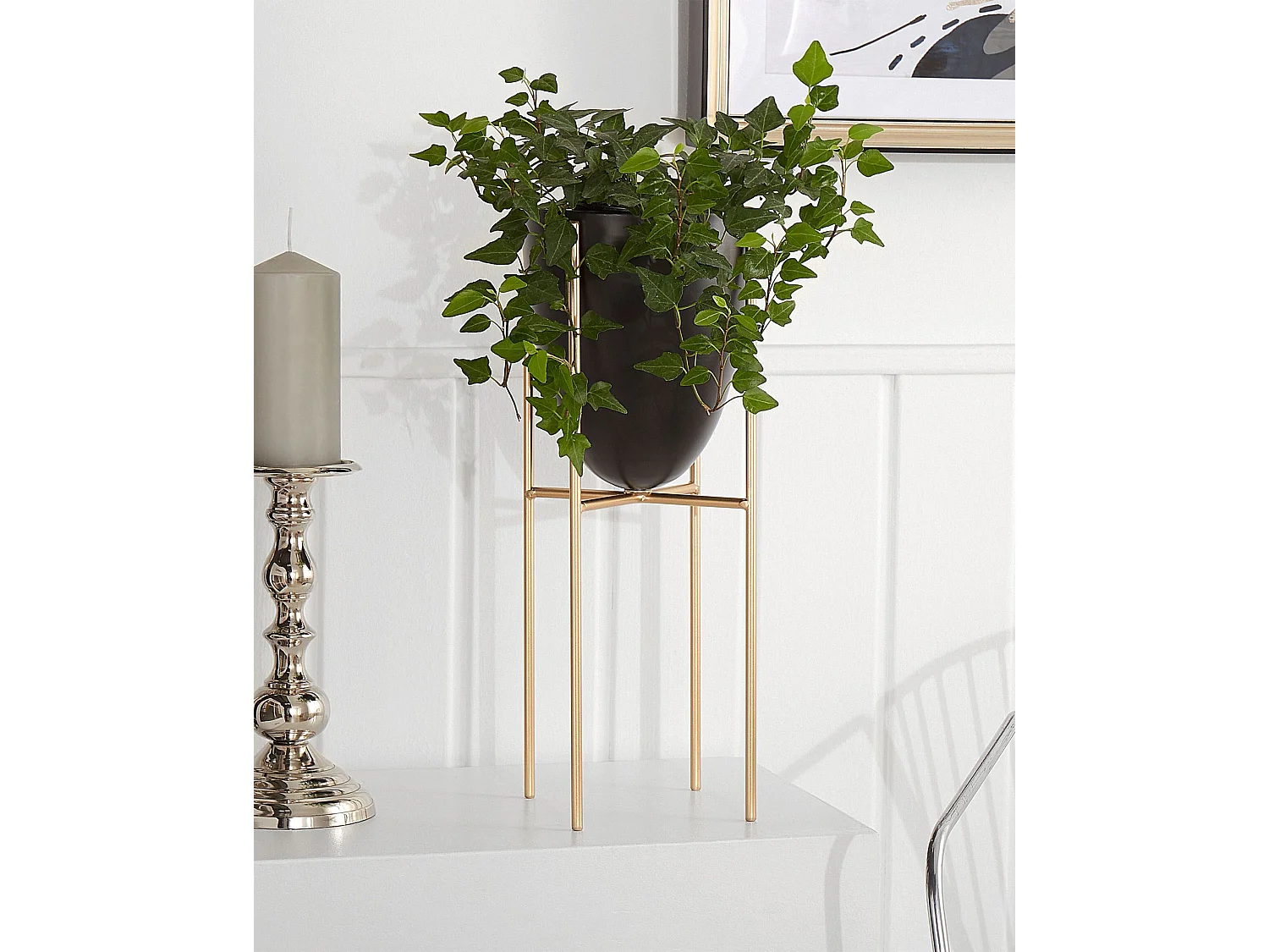 Cache-pot sur pied LEFKI Métal 16 cm Noir