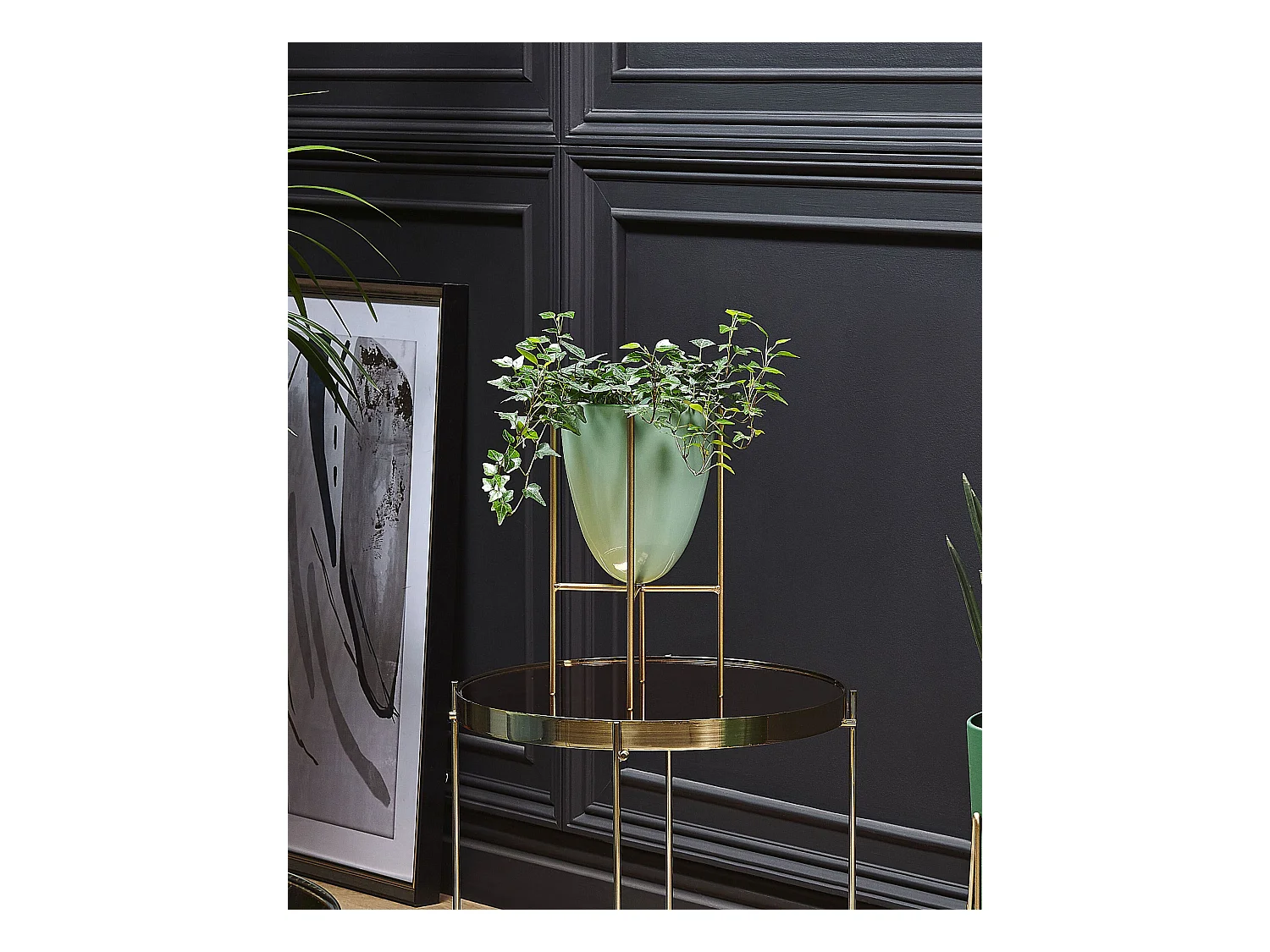 Cache-pot sur pied LEFKI Métal 16 cm Vert menthe